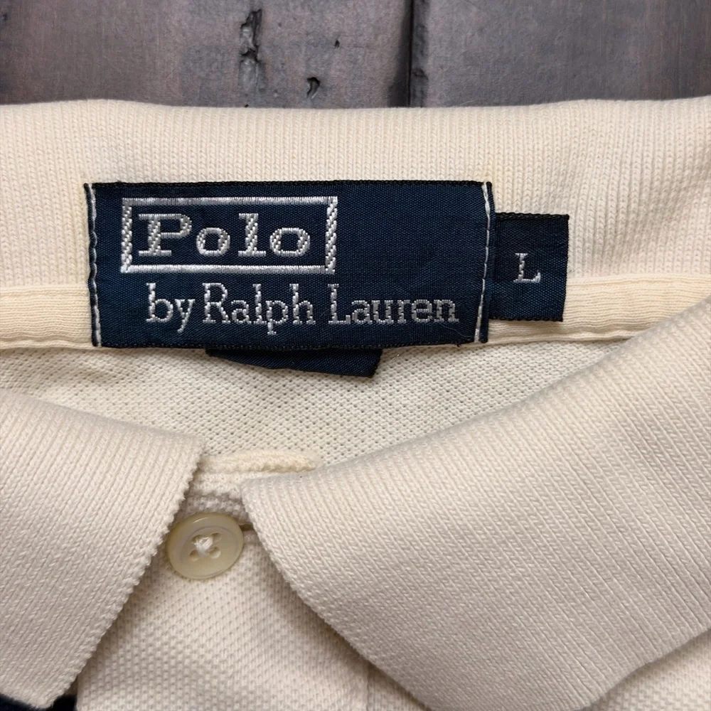 Ralph Lauren Cream and Black Striped Polo Shirt